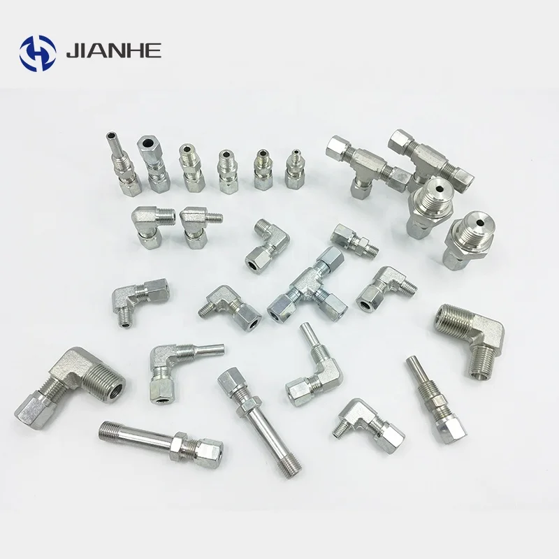 JIANHE  union tee 90 straight 6mm M10*1 R1/8  NPT1/8 NPT1/4  Centralized lubricating joint Bite type fittings