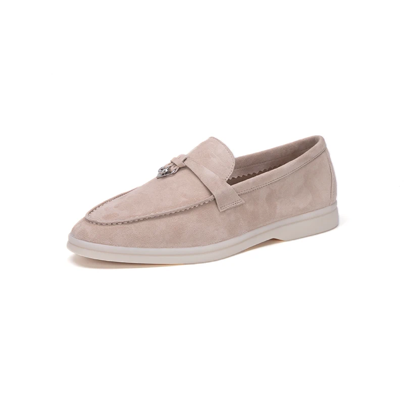 OEM ODM Custom Handmade Women Genuine Leather Suede Loafer Shoes slip on boat shoes dress office shoes factory