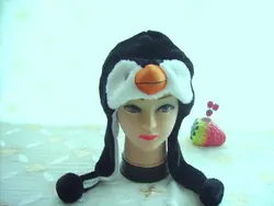 Custom Logo Plush Warm Winter Beanie Cap Kids Adult Cute Fun Animal Tiger Hat White