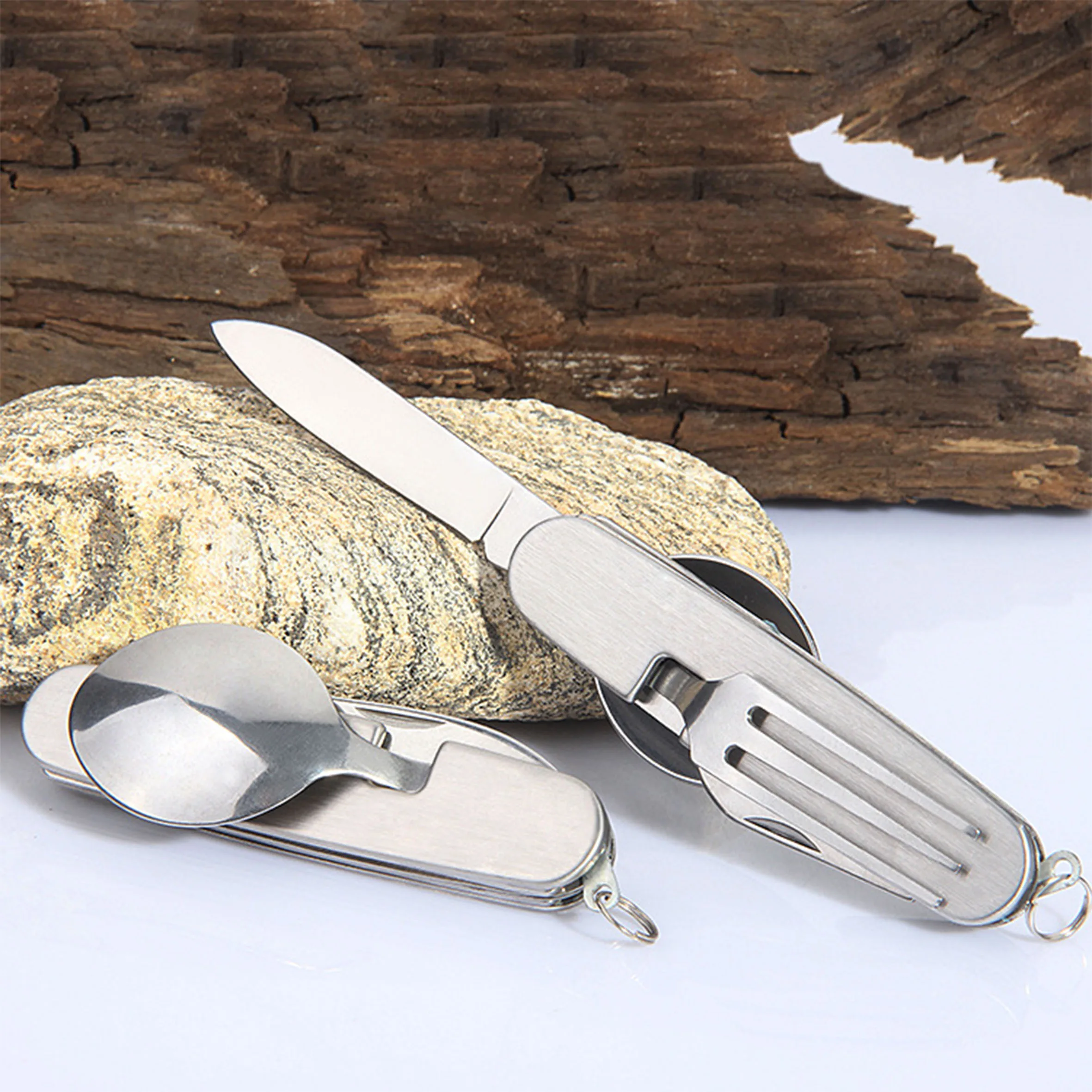 Portable Stainless,Steel Outdoor Tableware Camping Folding Spoon Soup Ladle Cooking Utensils/