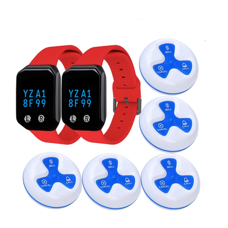 waterproof wireless vibrating wrist watch pager with 5 button pagging system transmitter and receiver wireless waiters peger