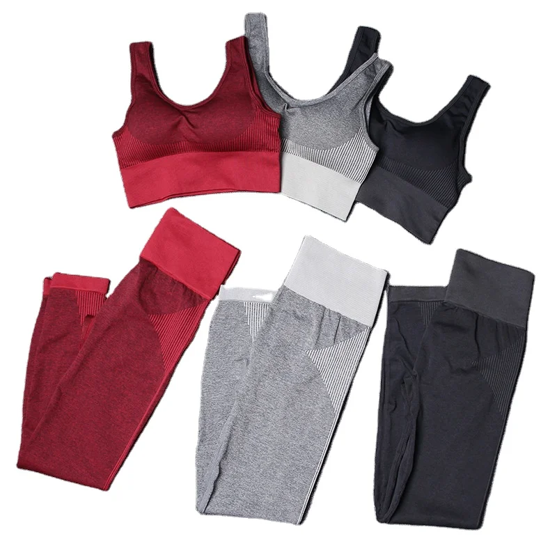 High Waisted Tight Workout Custom Women Sports Wear Seamless Sports Bra and Leggings Gym Fitness Clothing Two Piece Yoga Set 10