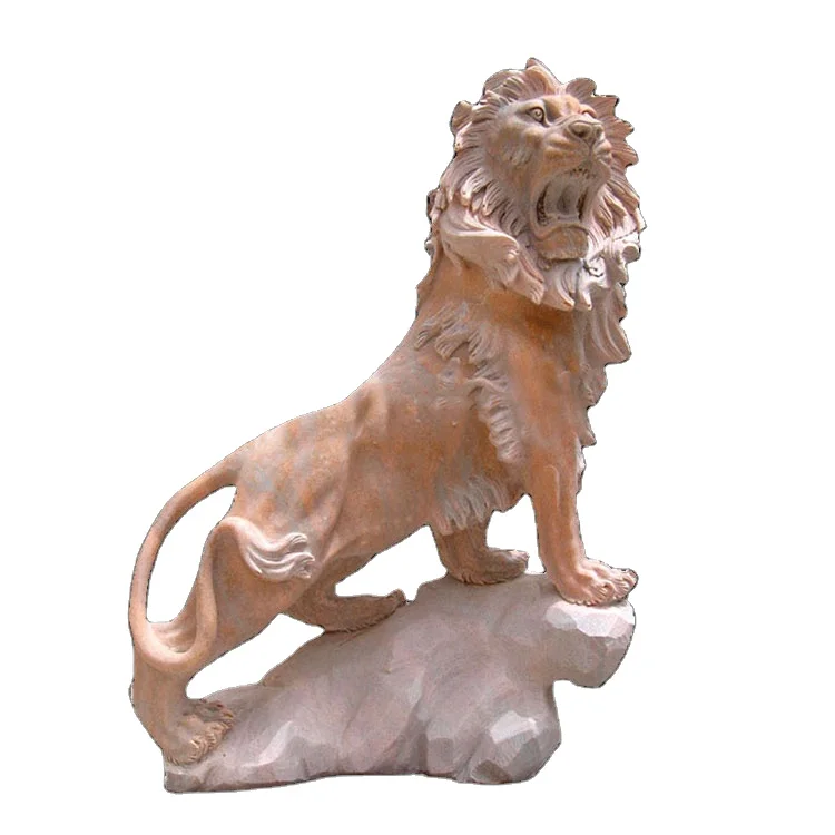 Front door stone carving antique statue roaring lion sculpture for sale