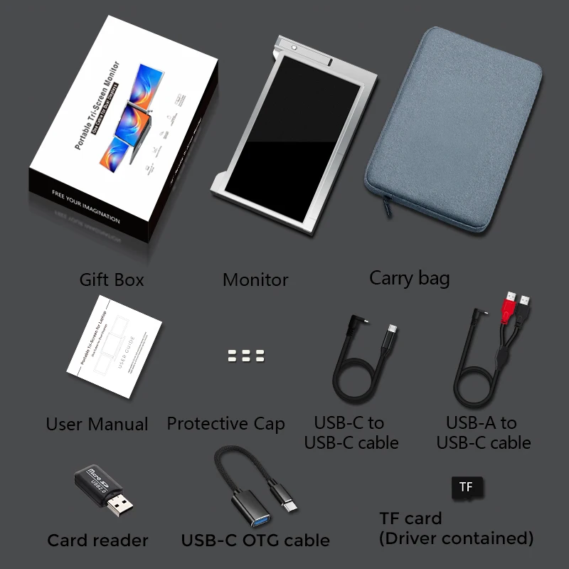 2023 New one cable type 14 inch portable monitor for laptop dual screen