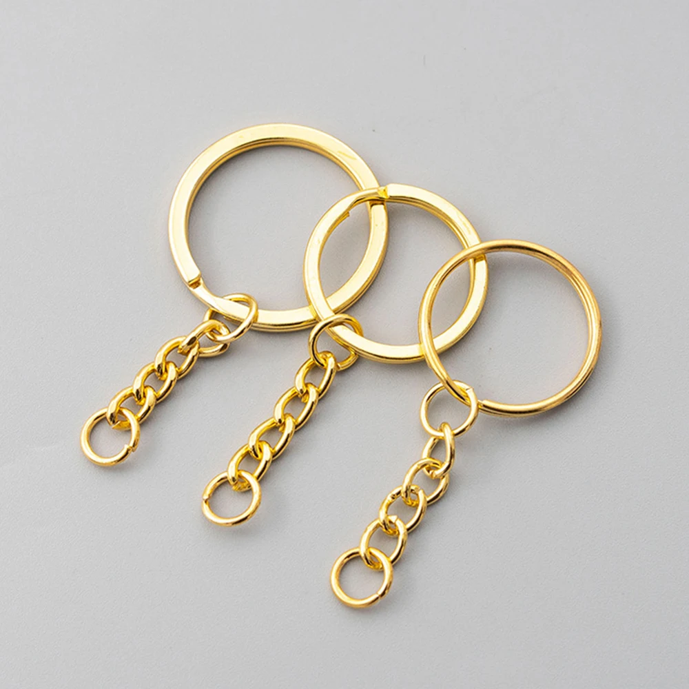 Factory Wholesale 25-30mm Gold Flat Metal Keychain Ring Kit Bulk Keyring for Resin DIY Crafts
