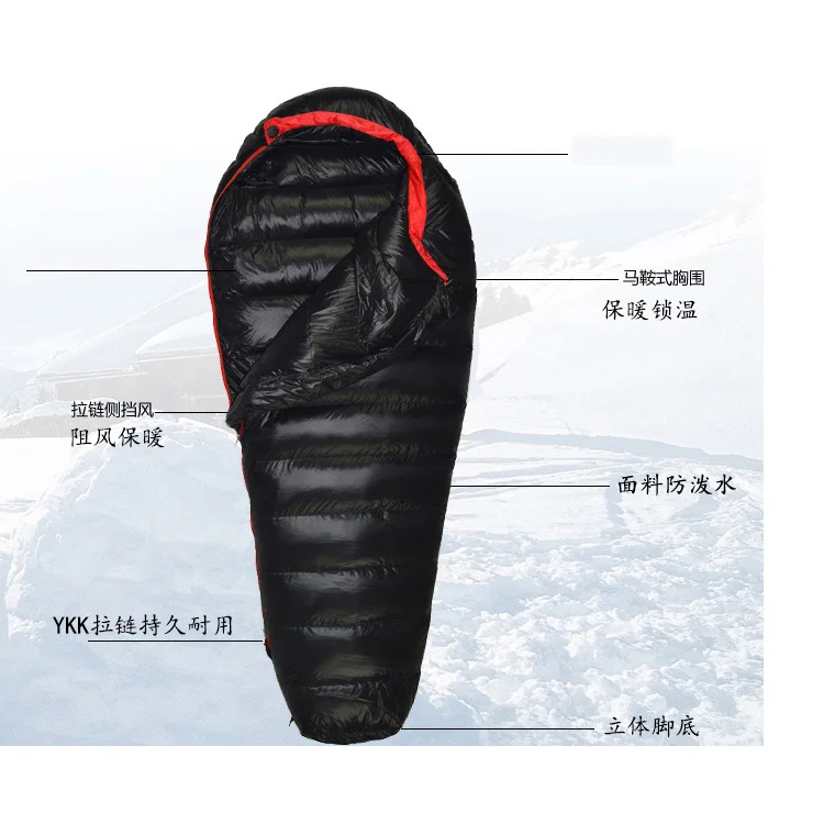 Wholesale Waterproof Adult Lightweight Winter Outdoor Camping Mummy Down Sleeping Bag for Hiking