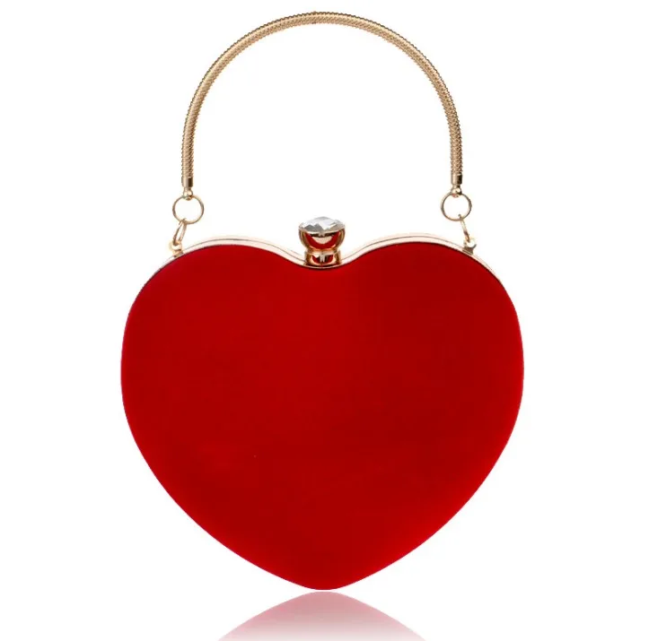  2021Veloutine Girl and women Party Wedding bag Handmade Heart Shaped Evening Bags Chain Purse Clutch evening bags