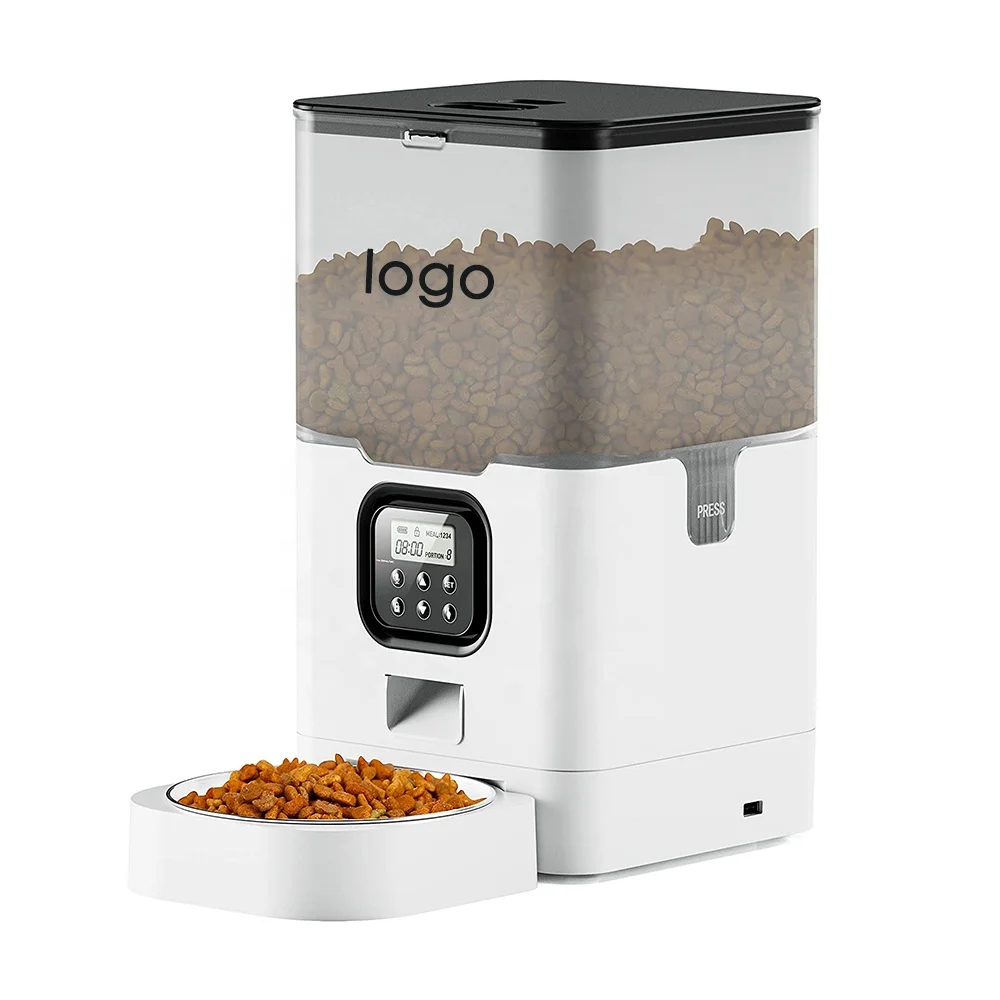 6L Large Capacity Dog Cat Smart Pet Feeder LCD screen voice recorder messages Microchip Automatic Pet Feeder