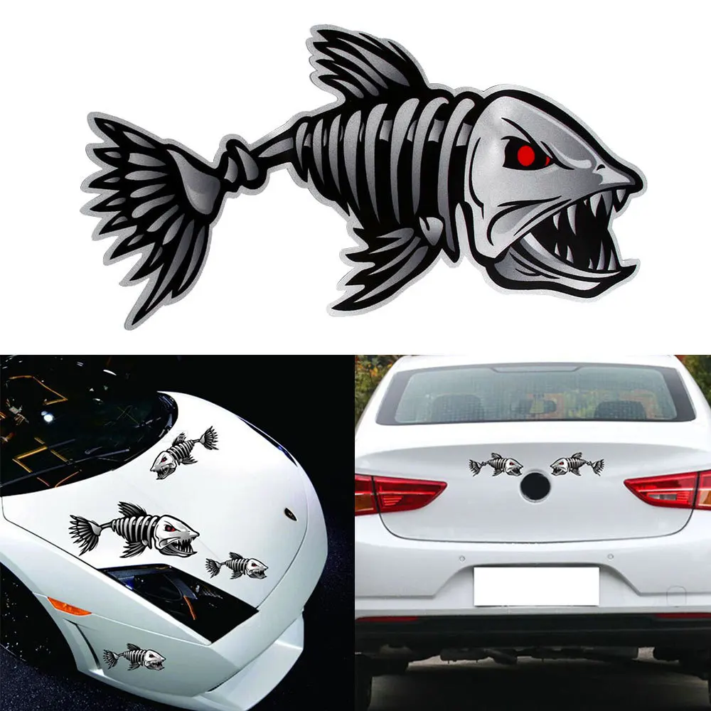 Manufacturers Horror shark piranha skeleton car stickers custom printing animal body decoration hood body car decals used car