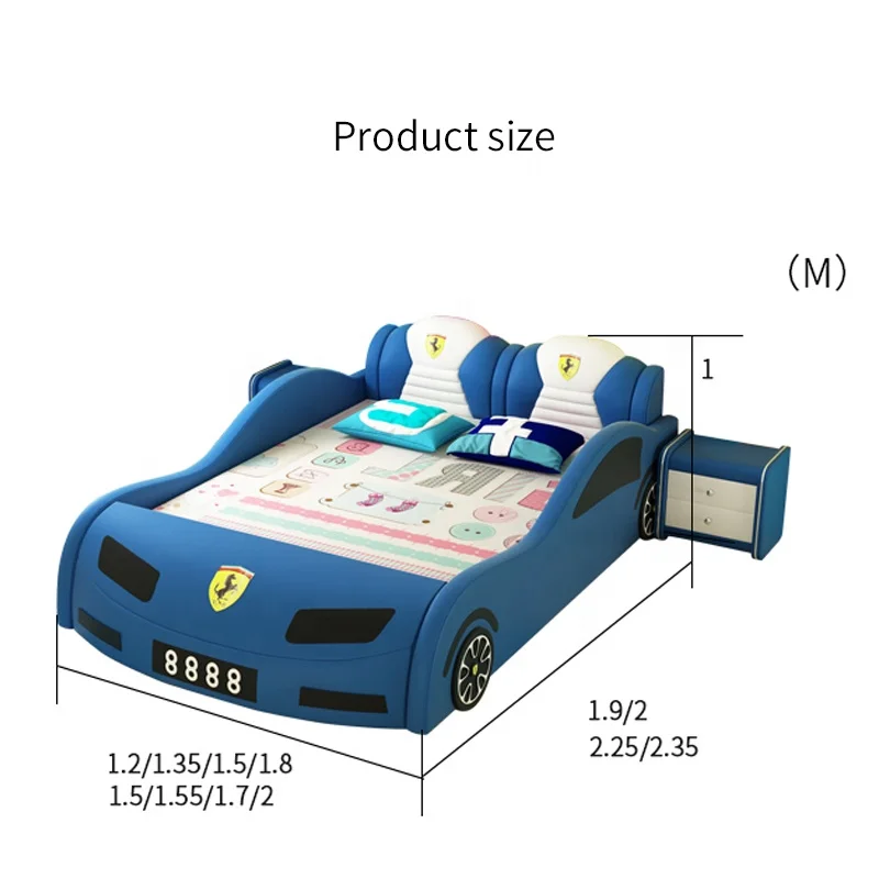 
Popular modern style leather wooden folding kids race car bed for sale CB05 