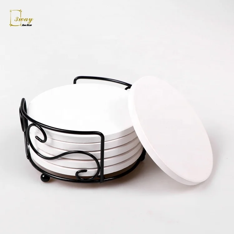 
Free sample coasters custom sublimation or UV printing round shape white ceramic blank tile coasters cup mats 