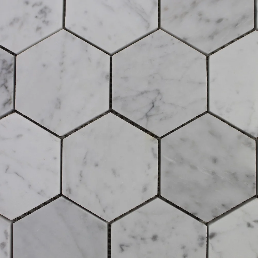 
China Supplier Cheap Price Italia Carrara White Marble 75mm Hexagon Mosaic Tile 