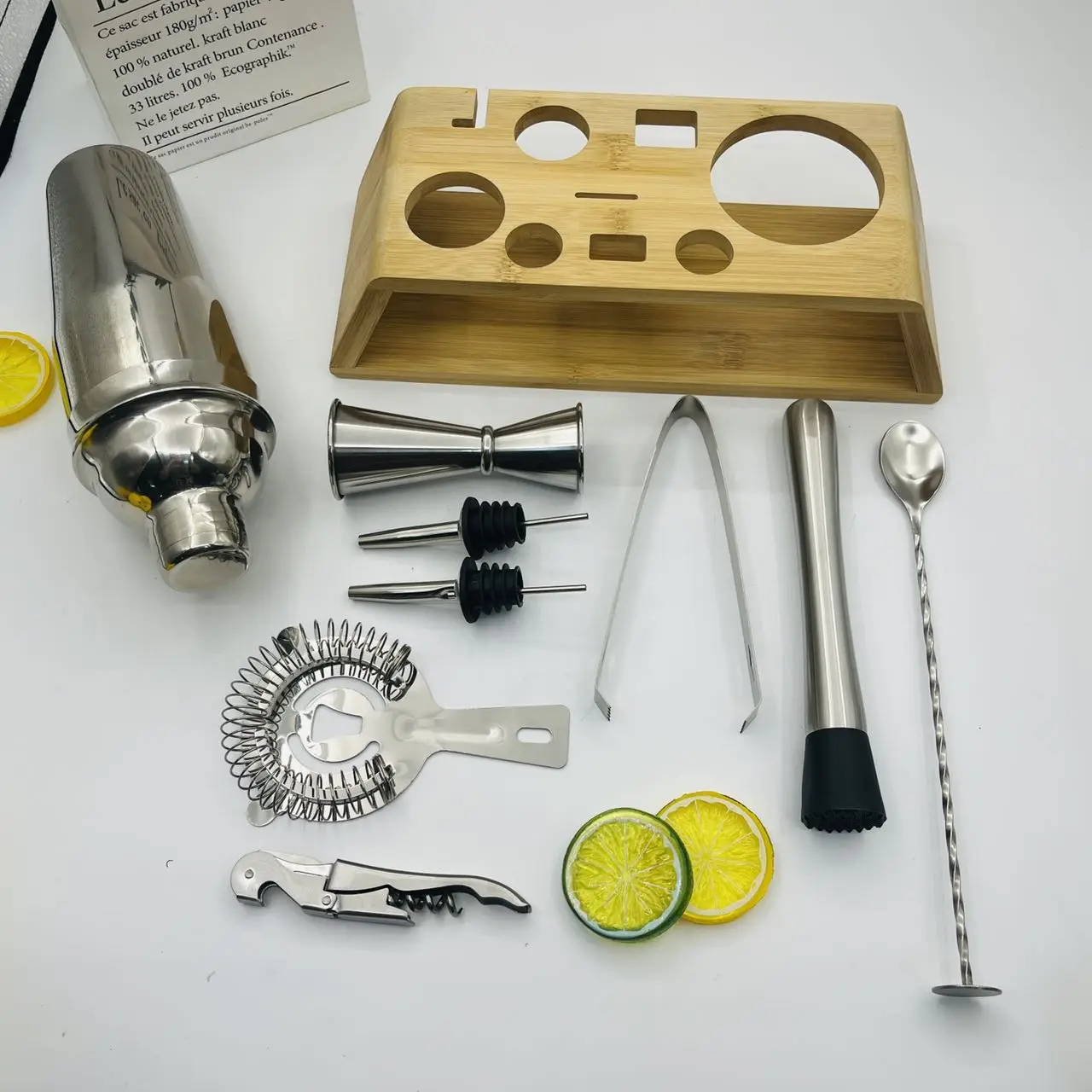 Wuyi Camol Factory Stainless Steel Cocktail Shaker Set Mixology Bartender Kit Bar Set 10 Pieces Cobbler Mixed Drink Shaker