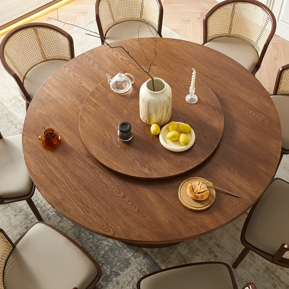 Nordic solid wood round table with rattan dining chairs bjflamingo classic furniture round wood dining table with 6 chairs