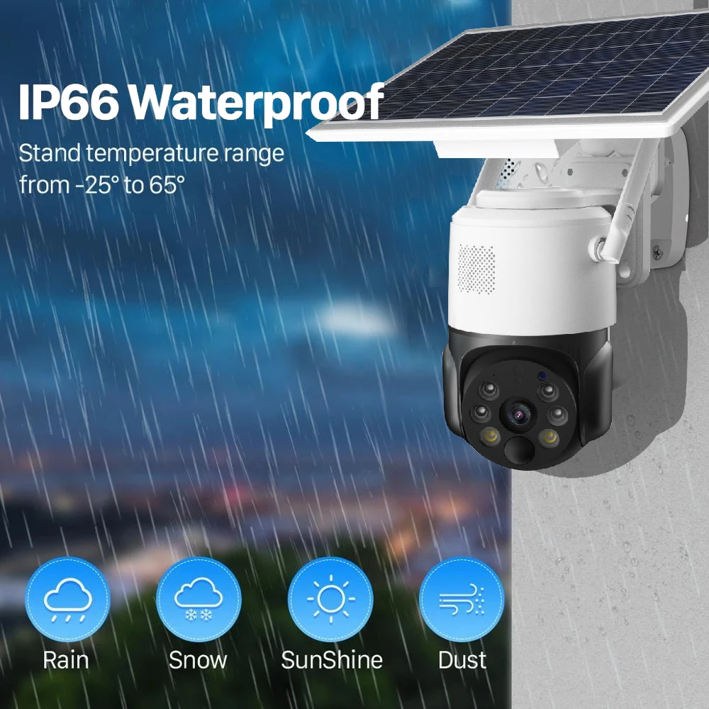 PTZ Solar IP Camera WiFi Dome Camera Solar Panel LTE Cloud SD Card Monitor Outdoor Security Smart LED Alarm