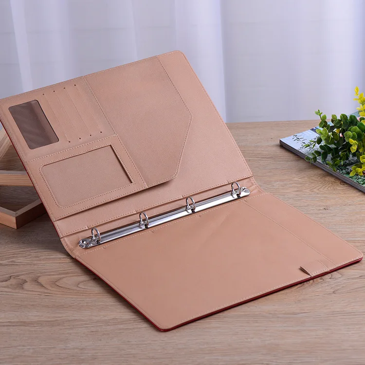 PU Leather A4 File Folder Document Holder 3 ring binder