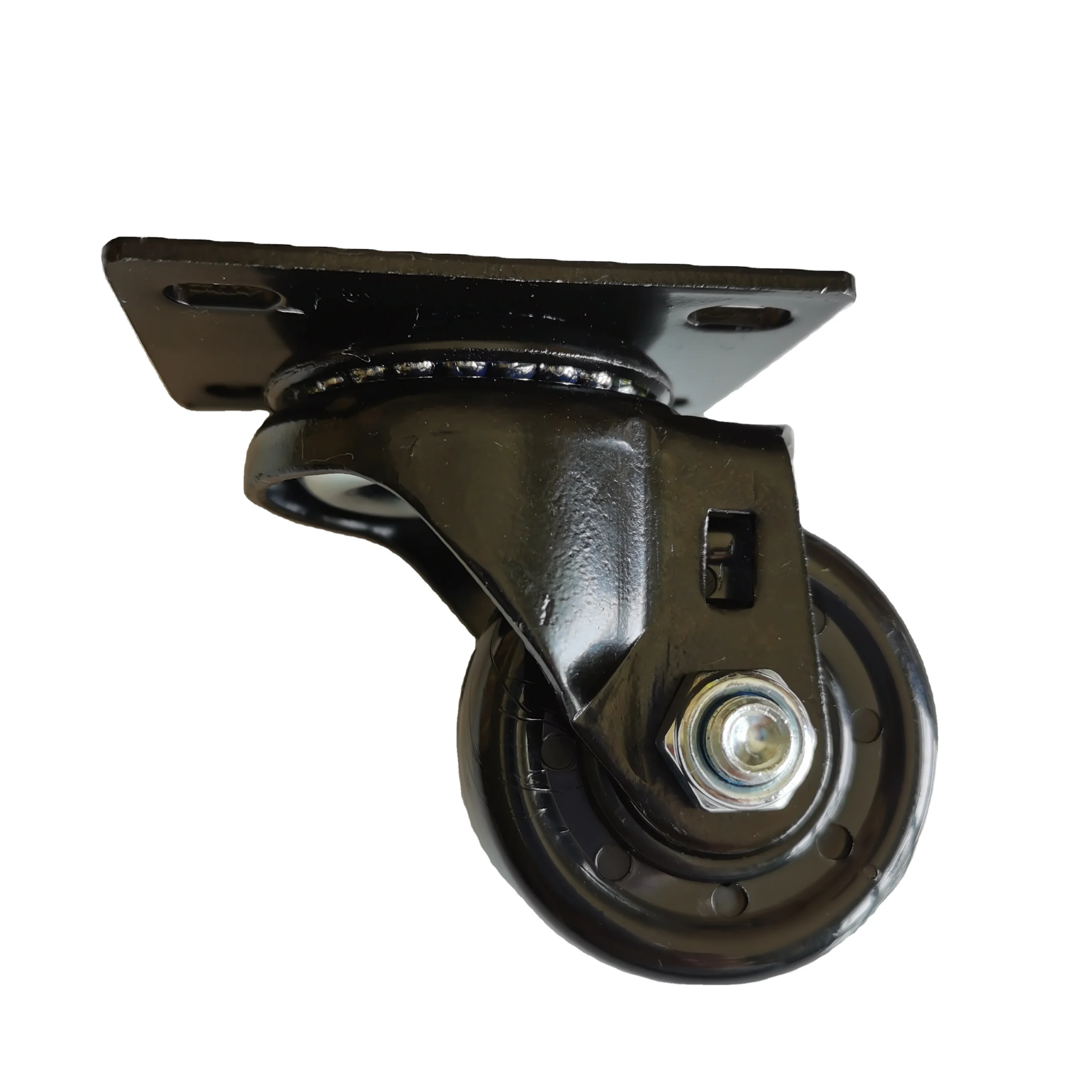 High Load 60-150KG Furniture Use Swivel Plate Caster 40-50mm Black Nylon Polyurethane Wheel 1.5In 2In
