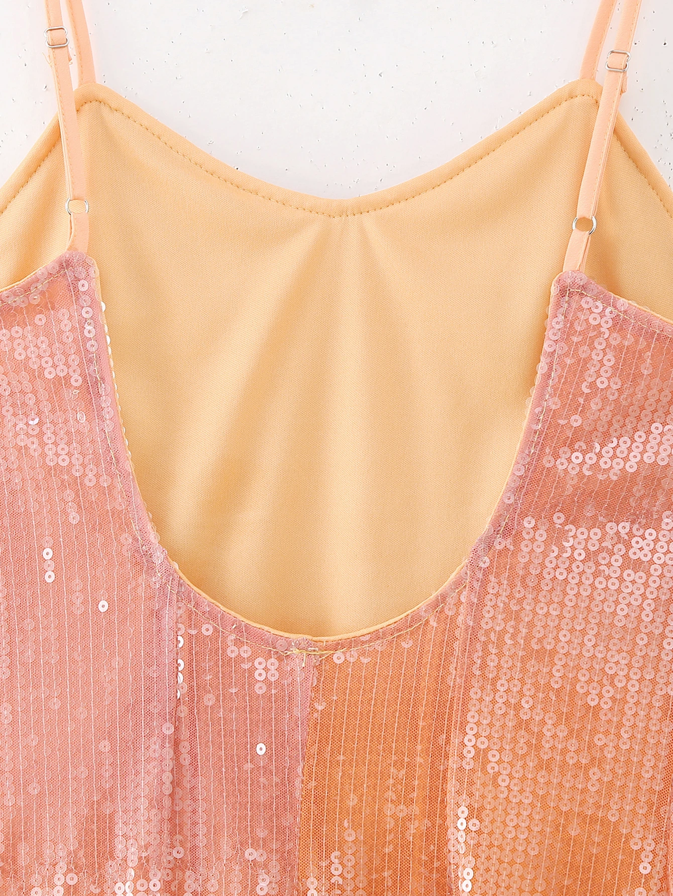 Solid color spaghetti strap sequin casual fashion long slip dress for women