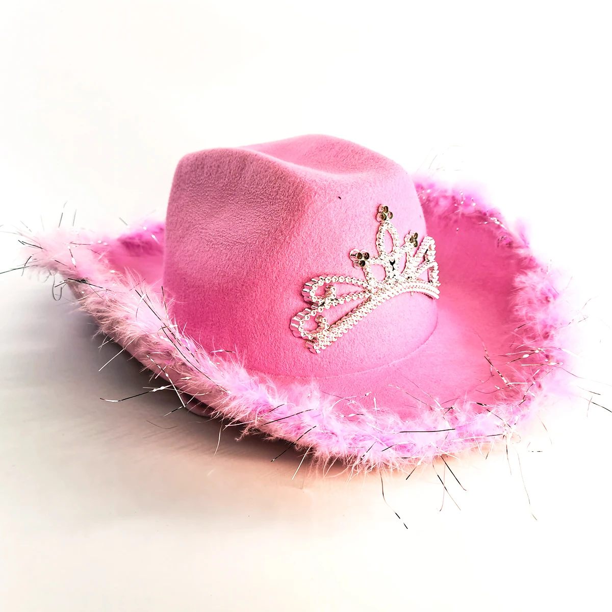 LED Light up Festival Halloween Christmas Party Cosplay Costume Cowboy Hat Feather Crown Cowboy Felt Shaped Hat Cowgirl Hat