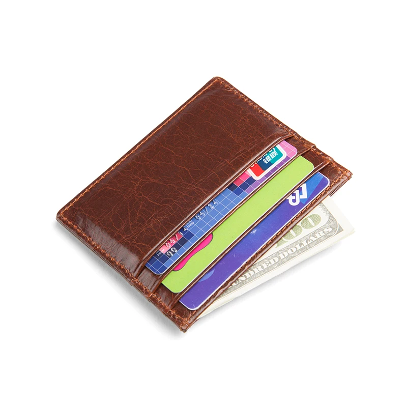 
Custom logo Italian leather slim business id card holder man case leather 