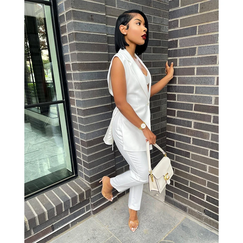 Factory Direct Sales Fashion Casual Solid Color Slit Top And Trousers Suit Two Piece Suit