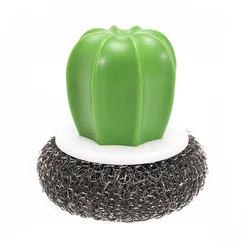 Cactus Biodegradable Cleaning Scouring Pads Scrubber Cloth Kitchen Sponge Scrubber Scourer Wipe Holder Sink with Handle