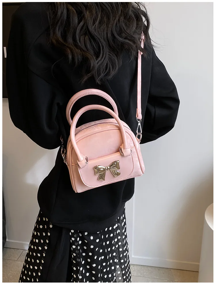Luxury brand Korean version minimalist i fashionable bow high-end feeling 2024 new single shoulder crossbody saddle bag