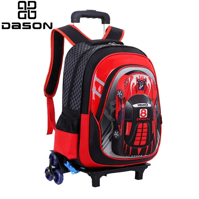 New 3D Rolling Bookbag for School,Rolling Backpack for Kids with Removable Wheels,Trolley School Bag Boys and Girls