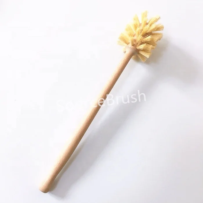 customize zero plastic stainless steel with natural sisal bristles brush for clean bottles glass cups with wooden handles