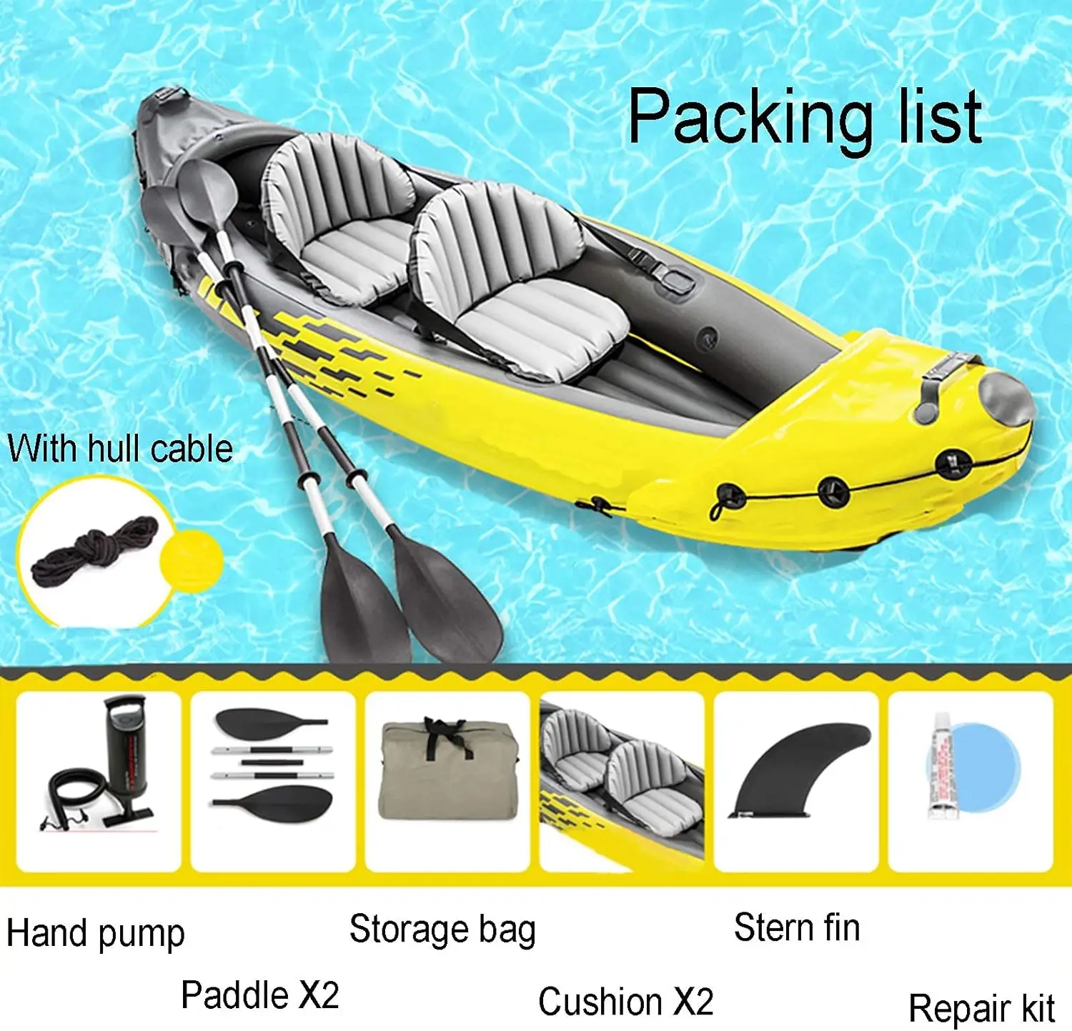 Kayak Inflatable Boat 2 Person Canoe Set Sea Kayak Boat Raft Water Sports Dinghy Rowing Boats for Adults
