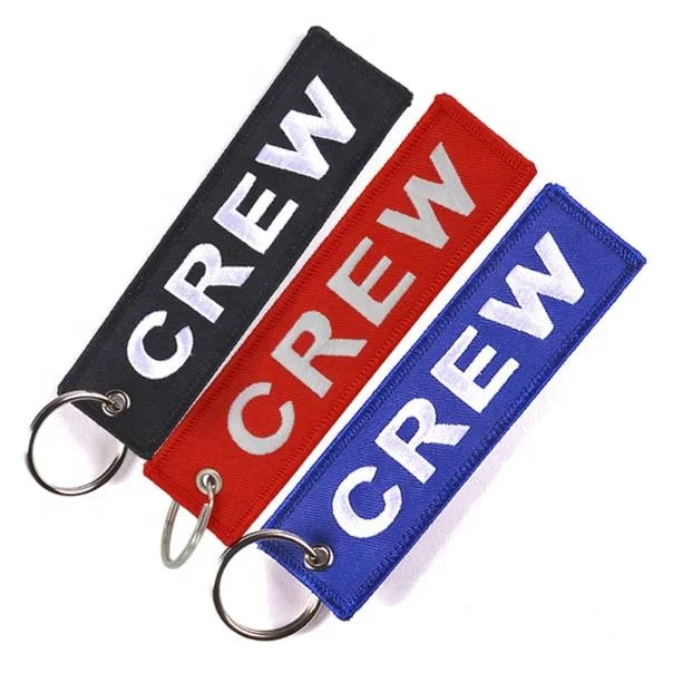 Wholesale Design Logo Fabric Keychains Personality Tag Motorcycle Accessories Outboard Double Side Embroidered Keychain