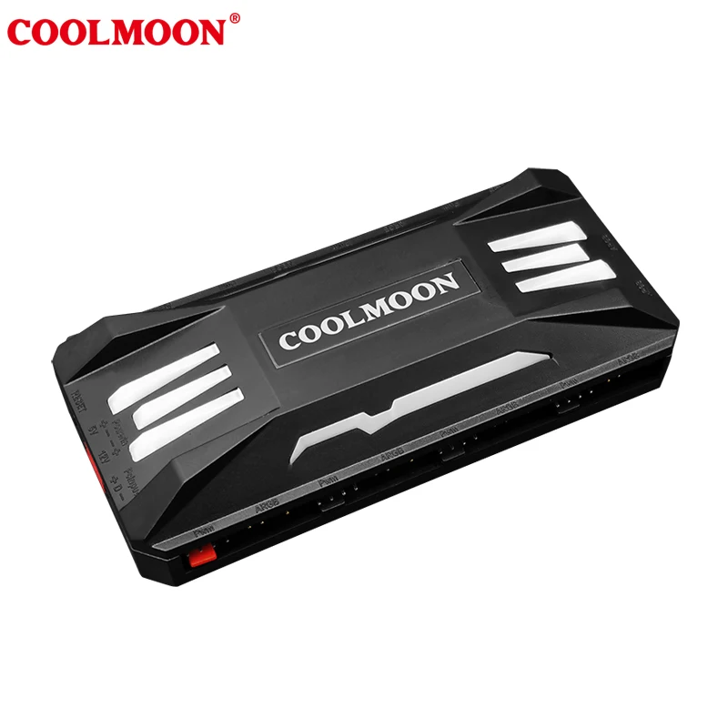 COOLMOON PWM Cooler Fan HUB Splitter Extension connector Motherboard 4Pin pwm 5v argb PC cooling fan RGB adjust Speed Controller