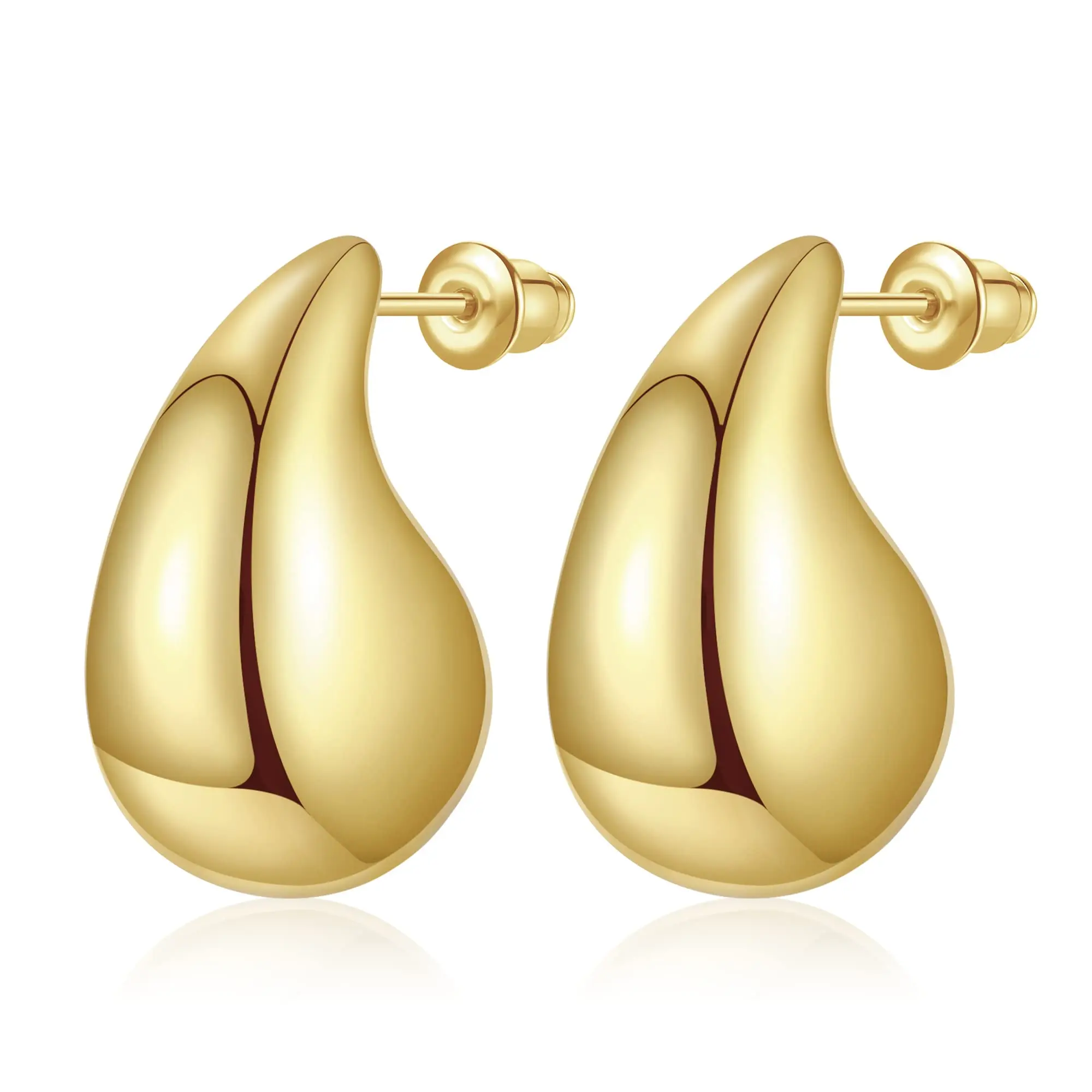 Premium Design Chunky Water Drop Stud Earrings Brass Big Teardrop Design Fashion Jewelry Earrings