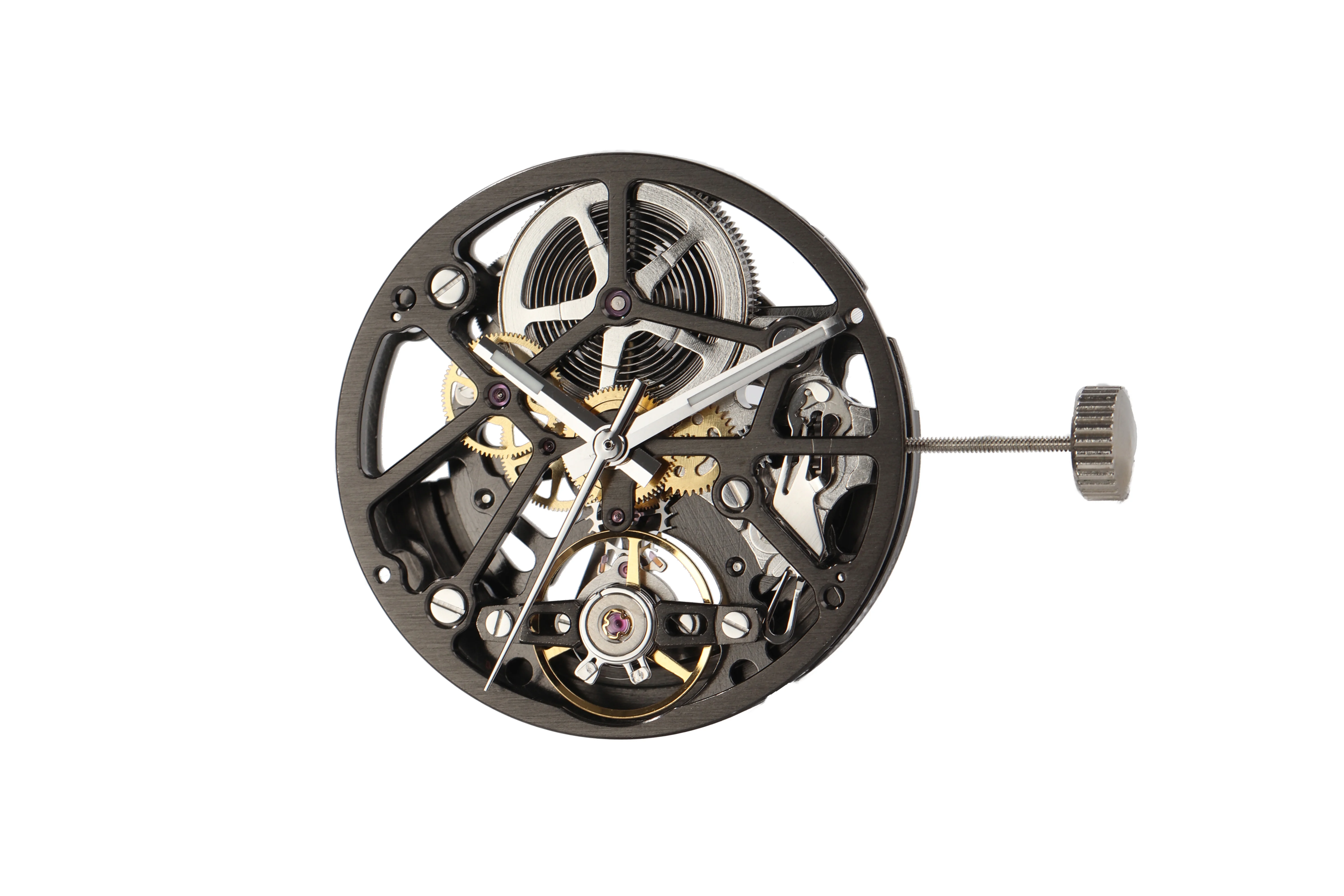 Роскошный Скелет механическое движение автоматический 21 Драгоценный черный пользовательский ротор OEM логотип часы