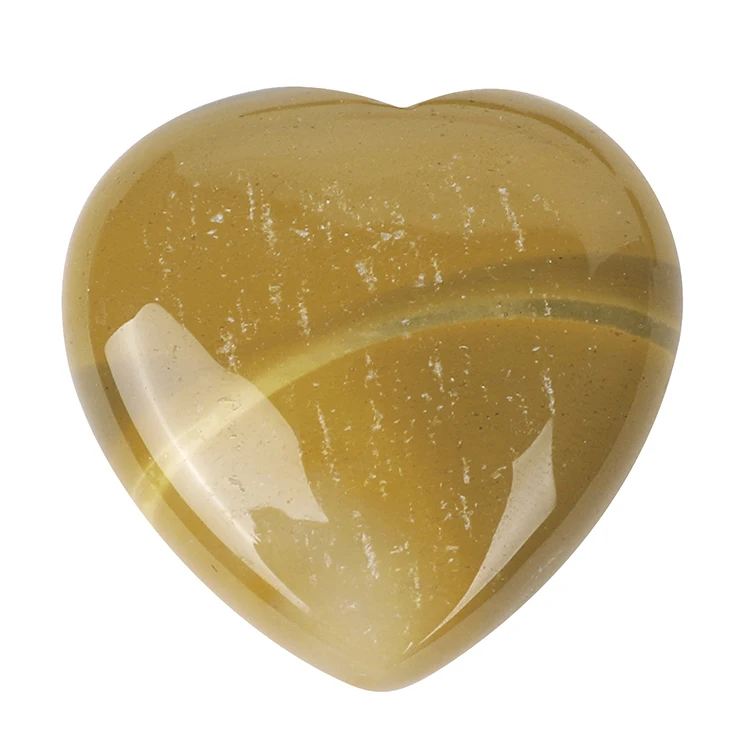 Top Selling Natural Raw Healing Crystal Yellow Mookaite Heart Beads Tumble Palm Stone