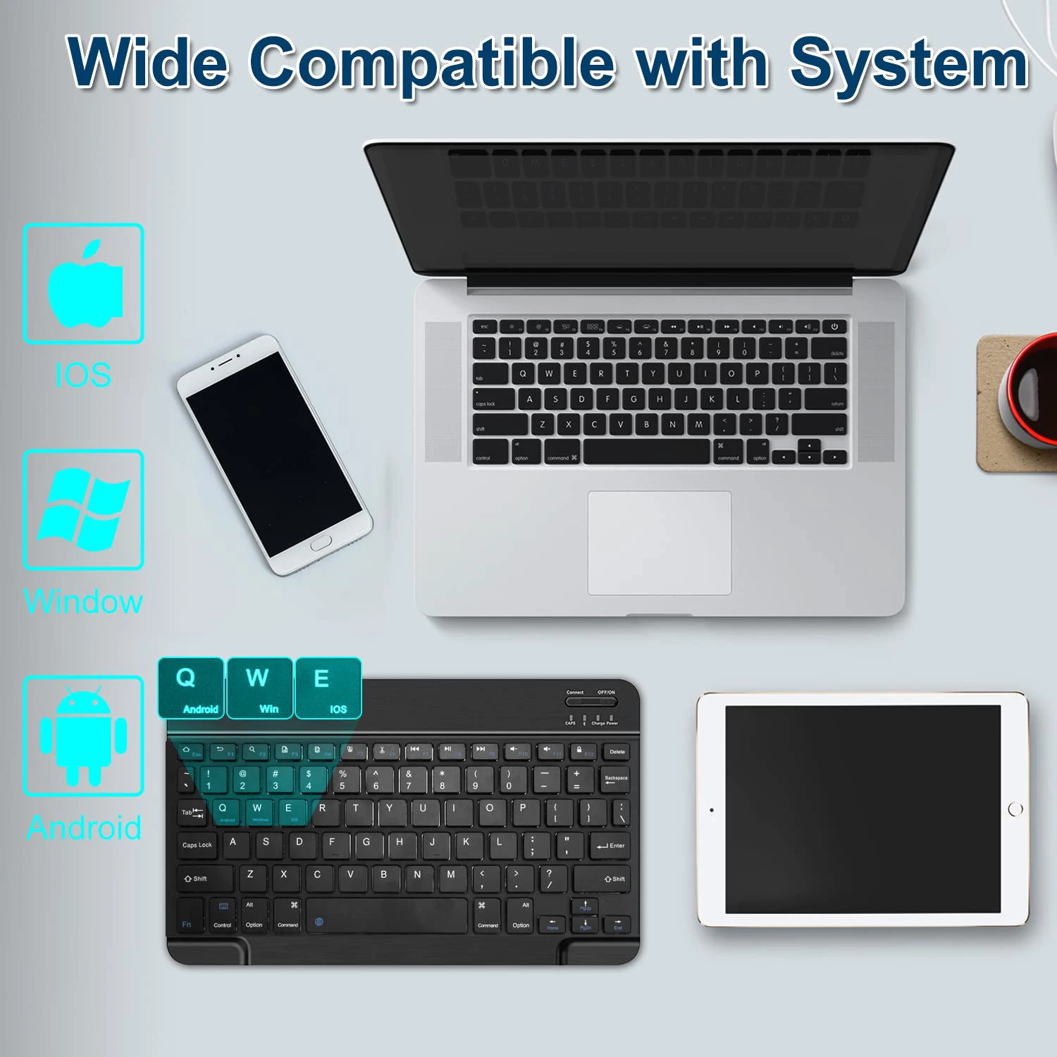 custom arabic keyboard portable office mini bluetooth wireless rechargeable keyboard with usb port  for tablet