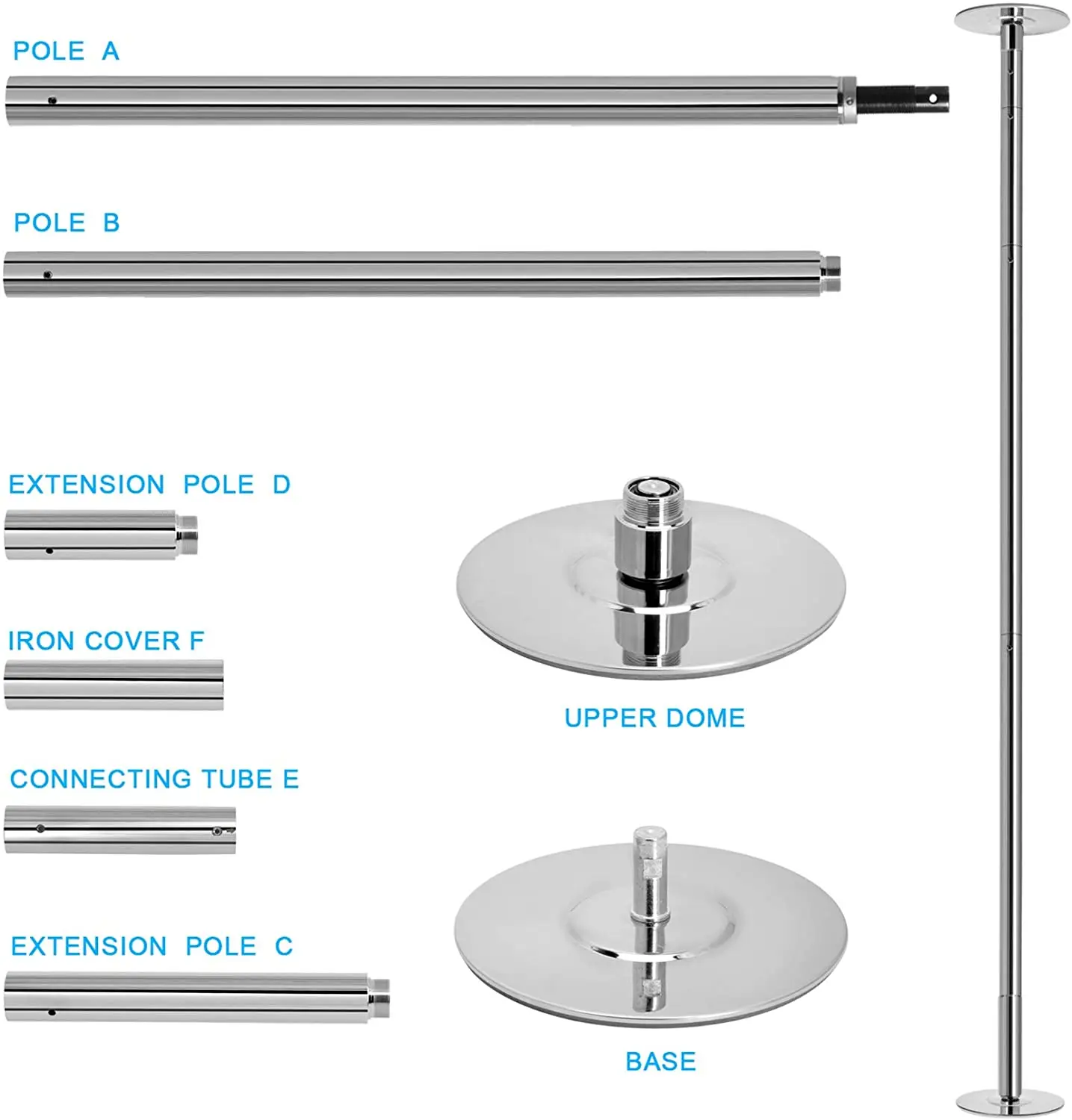 New Model Stripper Pole Dancing Pole 9.2FT Height Adjustable Professional Spinning Fitness Poles for Home Dance Studio / School