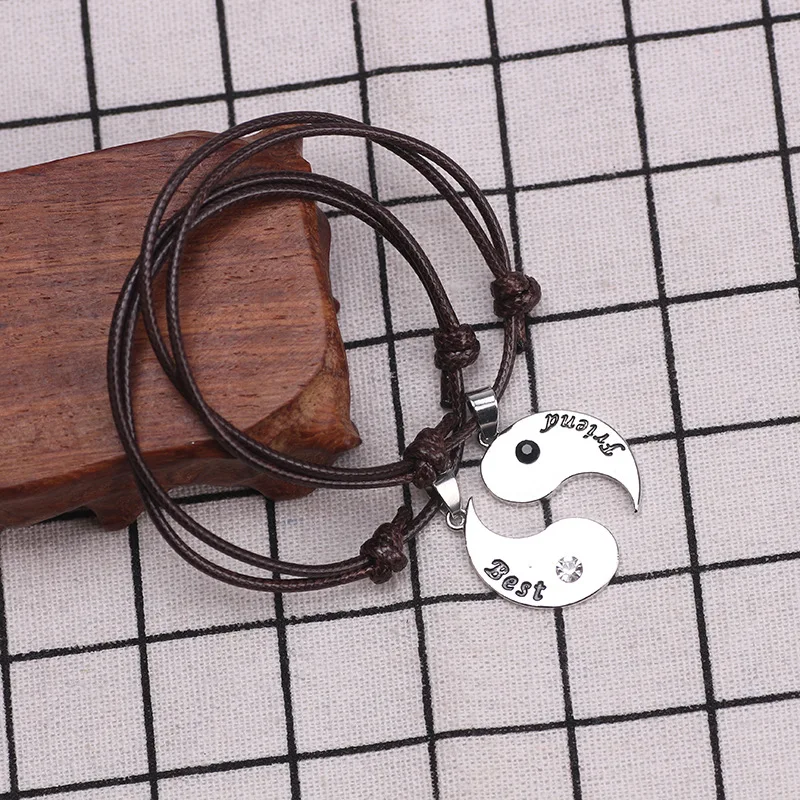 Factory Wholesale Fashion Couple Bracelet Yin Yang Charms Men Adjustable Wax Cord Feng Shui Gossip Taiji Bracelets Women