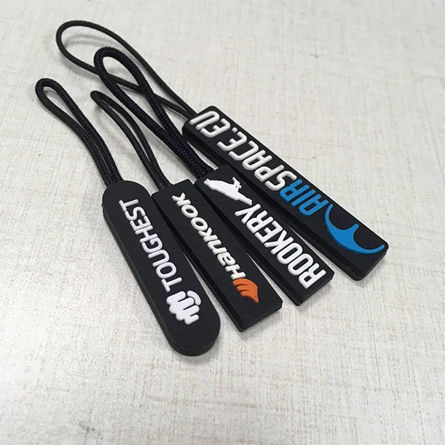 hengda factory customized automatic slider with rubber tap  zipper pull replacement with rubber  rubber zipper tab