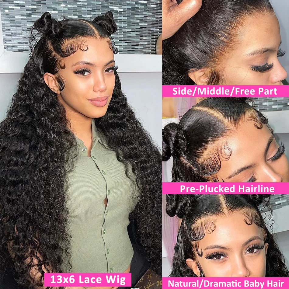 Pre Pluck Brazilian Virgin Cuticle Aligned double drawn Deep wave 360 frontal Lace front human hair wigs