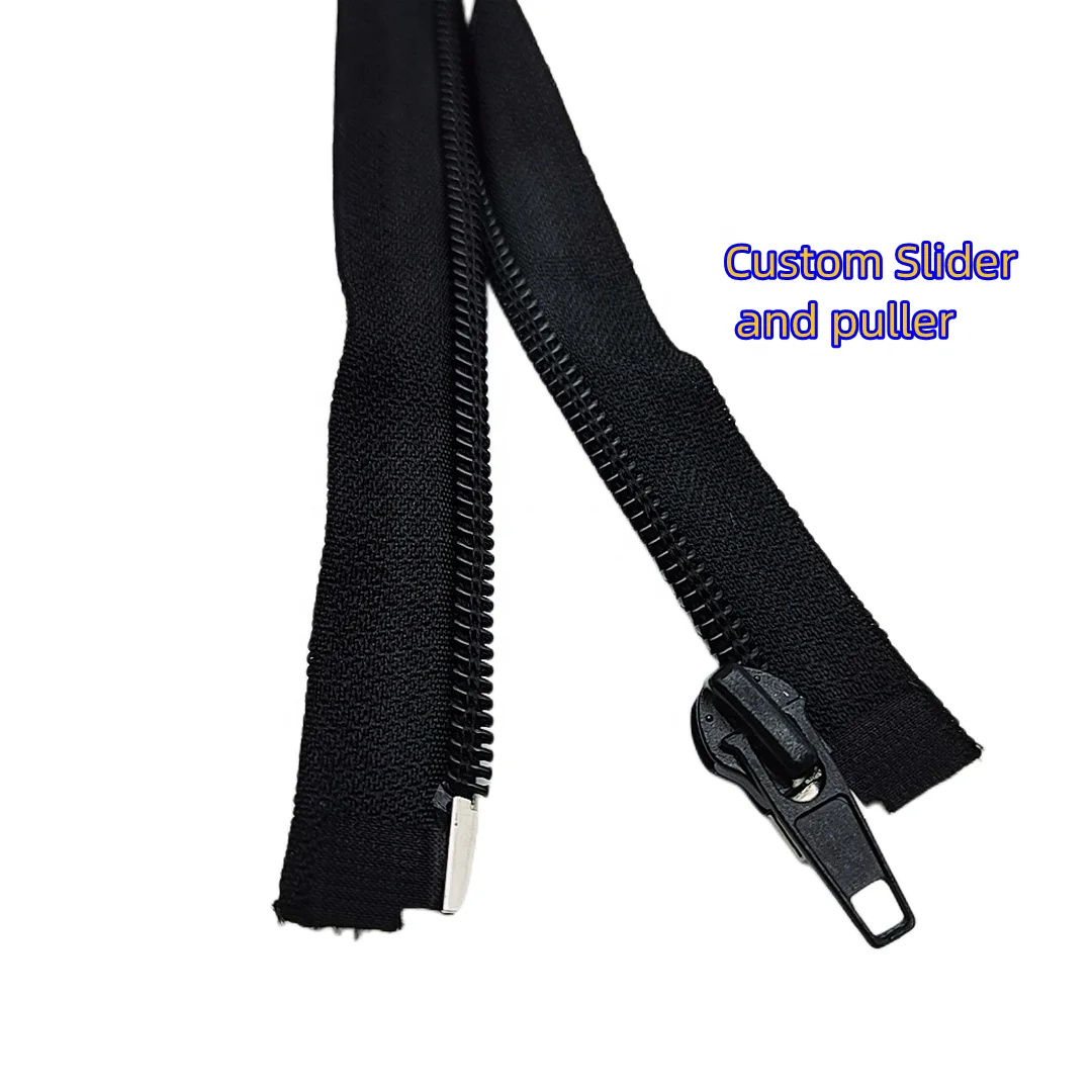 Customized Cheap Zippers Black Grey 5 Nylon Zippers Long Chain Plastic Nylon Zipper For Garments