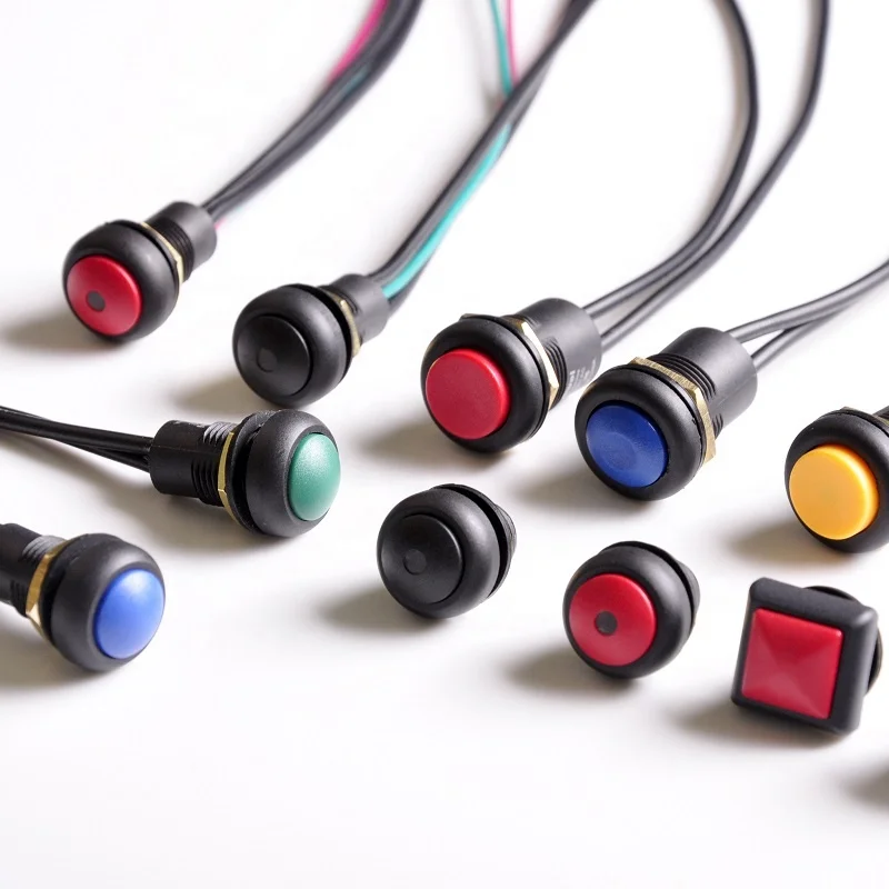 SPST с плоским верхом 4 Pin 12 мм Вт водостойкый LED мини пластиковые