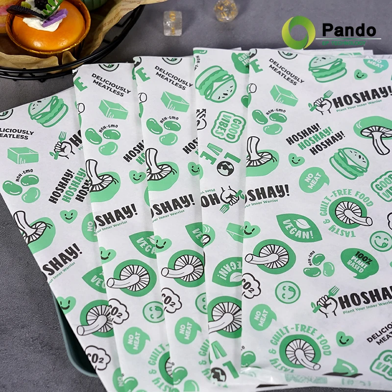 Printed Greaseproof Paper High Quality Food Grade Greaseproof Paper Raw Material Burger Wax Custom Baking paper sheets