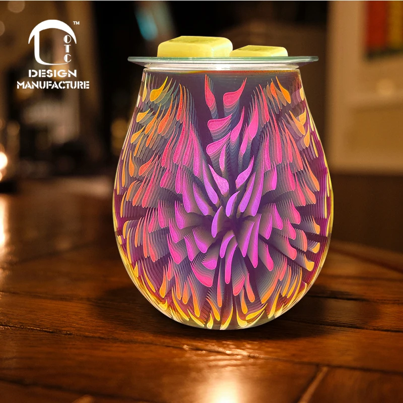 low price 3D Glass Electric Oil Warmer Wax Tart Burner Perfect Aroma Decorative Lamp