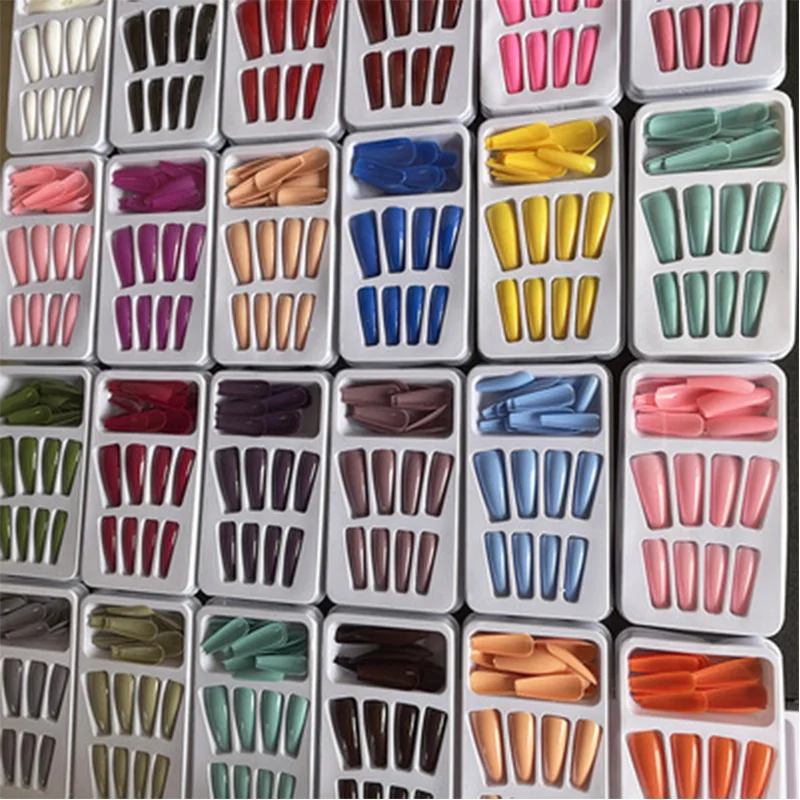 Long Clear Acrylic Coffin Shaped Ballerina Full Cover Coffin Nails Trendy Press On Nails Wholesale Crystal Nail File