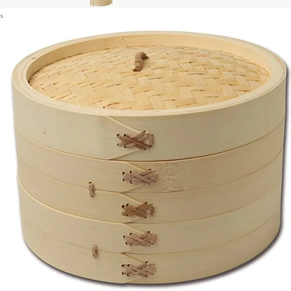 Amazon Custom Logo Bun Bamboo Crafts Products Home Kitchen Cookware Utensils Dim Sum Food Bamboo Steamer Baskets