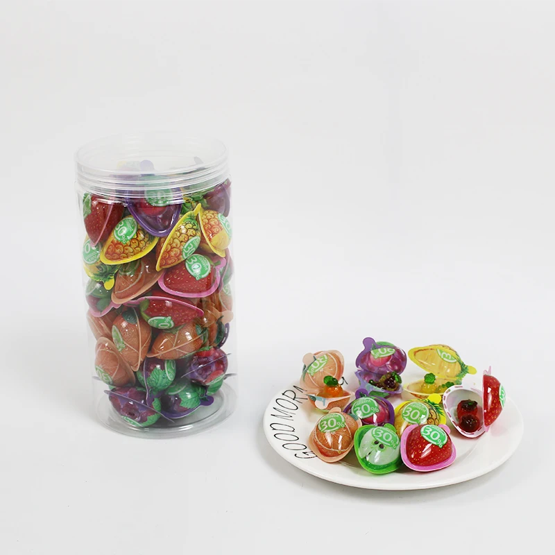 7g Bottled fruit Blasting soft candy Multi-flavor mini fruit candy sandwich fudge with passette