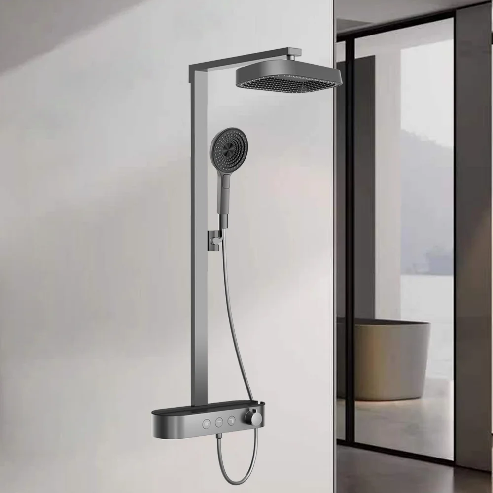 Hotel Luxury Smart Bathroom Shower Three Function Piano Keys Shower Set Rain Shower Faucet Set