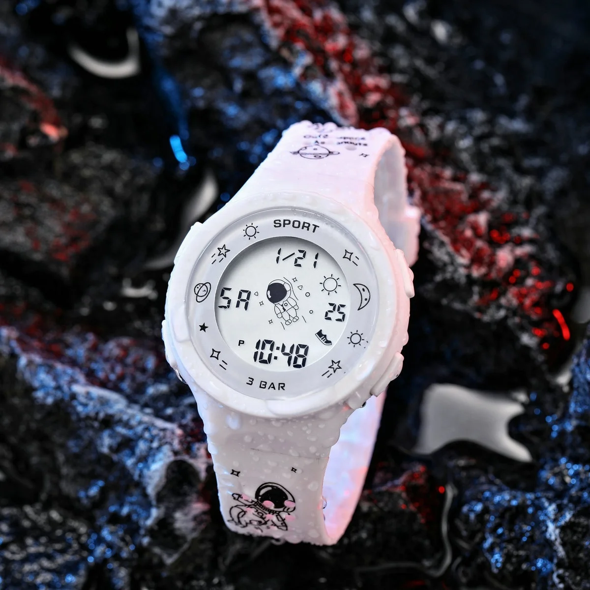 Graffiti Astronaut women Sports Watches Waterproof Nightlight Alarm Clock Chronometer digital Watches for girl
