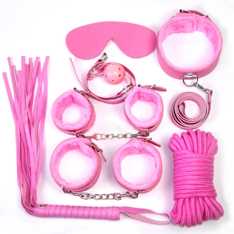 7 Pieces Adult Bdsm Bondage Kit Set Leather Bondage Sex Toy For Couple